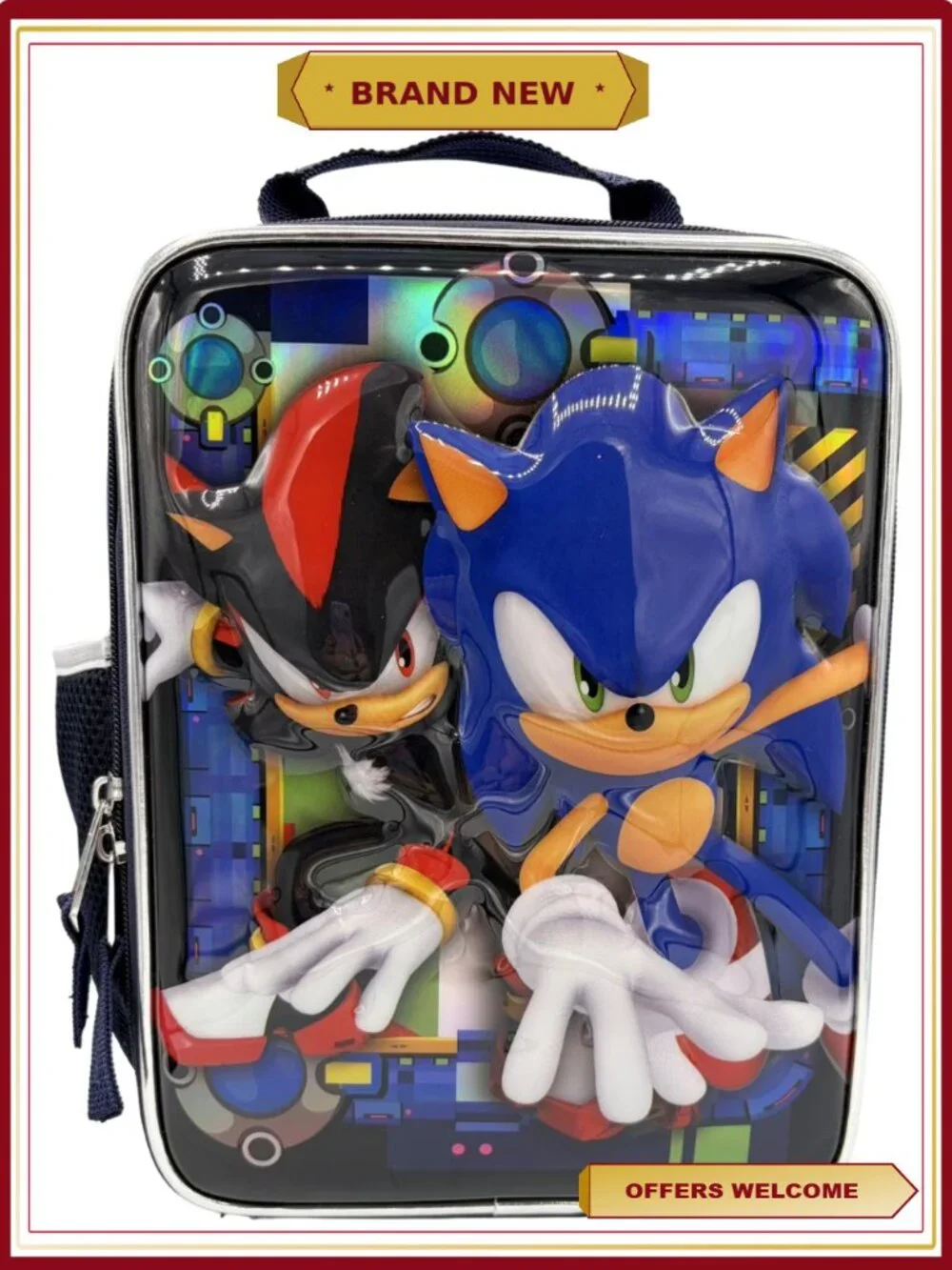 Sonic the Hedgehog Reusable Insulated Lunch Bag with Front Pocket